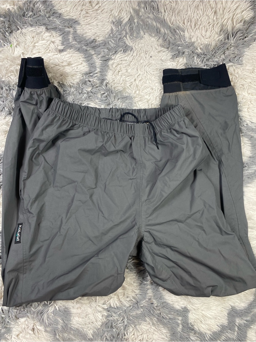 Vintage Kokatat Kayaking Pants Mens Large Gray Waterproof Nylon Boat Made in USA